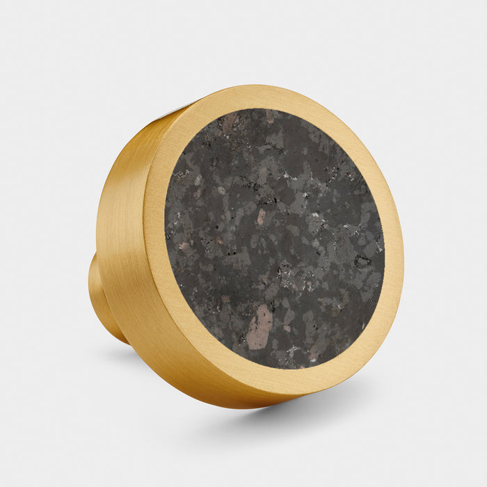 Gold & Terrazzo Round Door Knobs in Black