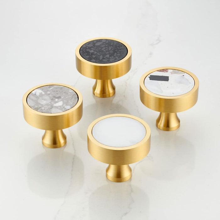 Gold & Terrazzo Round Door Knobs in Black – product view 5