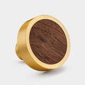 Gold & Wood Round Door Knobs in Walnut