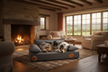 Grey Lounger: Premium Orthopaedic Memory Foam Dog Bed 88x68x26cm - Dog Beds & Loungers for dogs Snug and Cosy Pets