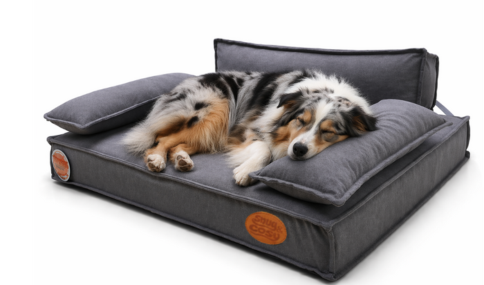 Grey Lounger: Premium Orthopaedic Memory Foam Dog Bed 88x68x26cm - Dog Beds & Loungers for dogs Snug and Cosy Pets
