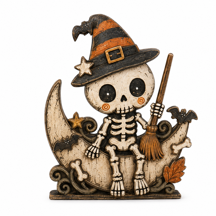 Halloween Wooden Table Decor Pumpkin Moon Animal Display: Black Cat / 5.9 × 4.7 × 0.4 in (Double-Sided Pattern)
