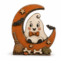 Halloween Wooden Table Decor Pumpkin Moon Animal Display: Ghost / 5.9 × 4.7 × 0.4 in (Double-Sided Pattern)