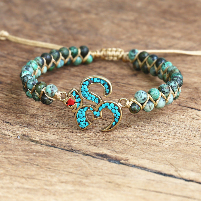 Handmade OM Bracelet with African Turquoise Beads