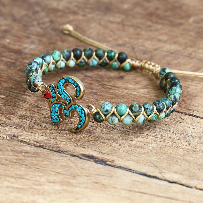 Handmade OM Bracelet with African Turquoise Beads