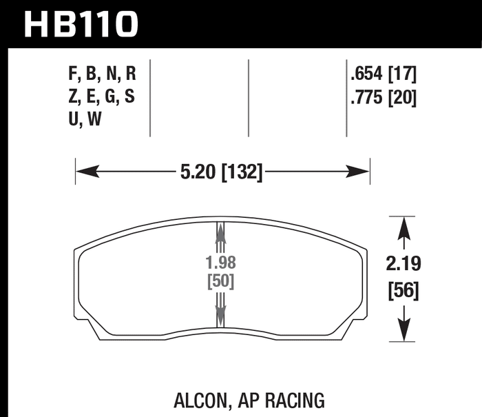Hawk Brake Pad Set HB110Z.654 Performance Ceramic