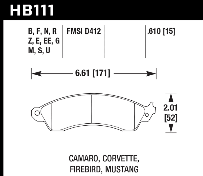 Hawk Brake Pad Set HB111F.610 HPS