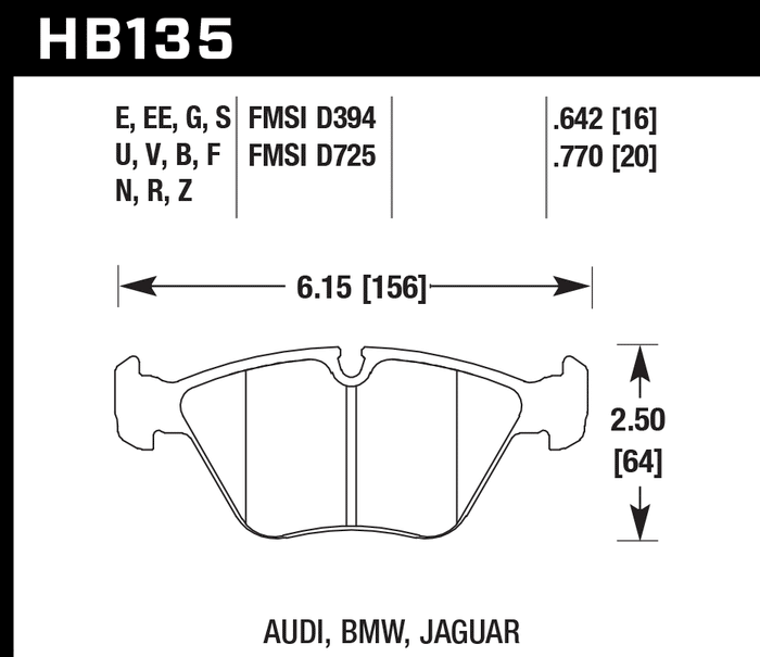 Hawk Brake Pad Set HB135F.770 HPS