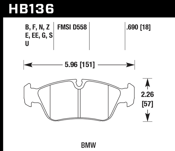 Hawk Brake Pad Set HB136Z.690 Performance Ceramic