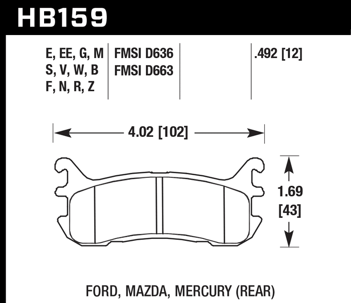 Hawk Brake Pad Set HB159Z.492 Performance Ceramic