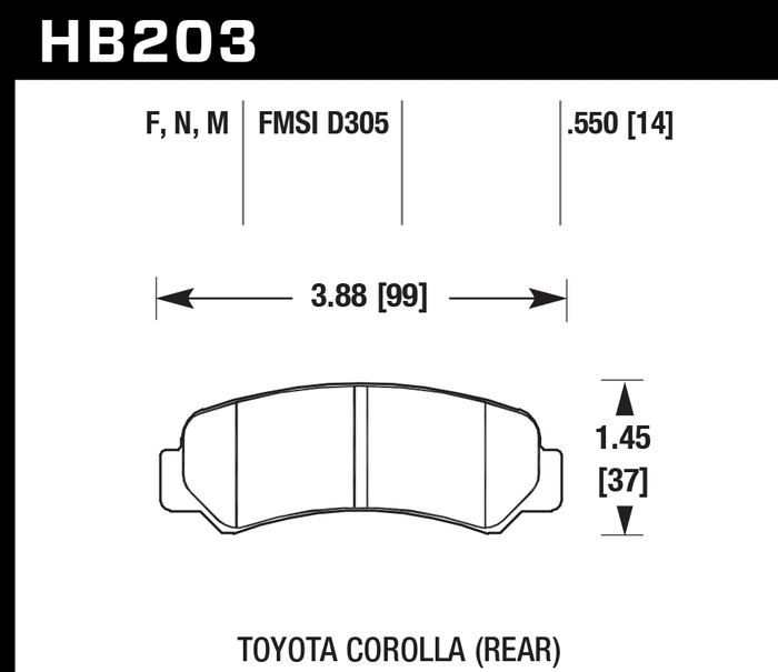 Hawk Brake Pad Set HB203F.550 HPS
