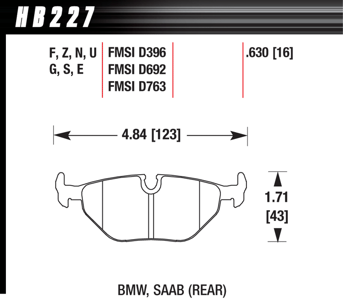 Hawk Brake Pad Set HB227Z.630 Performance Ceramic