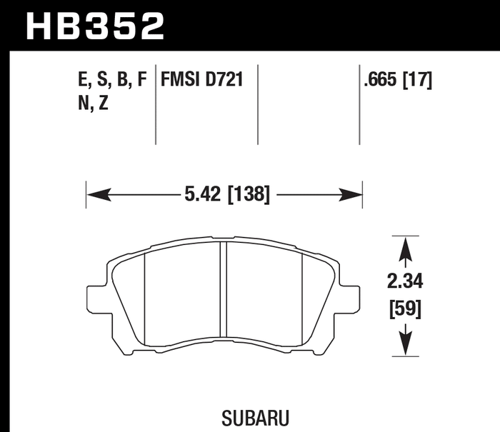 Hawk Brake Pad Set HB352N.665 HP-Plus