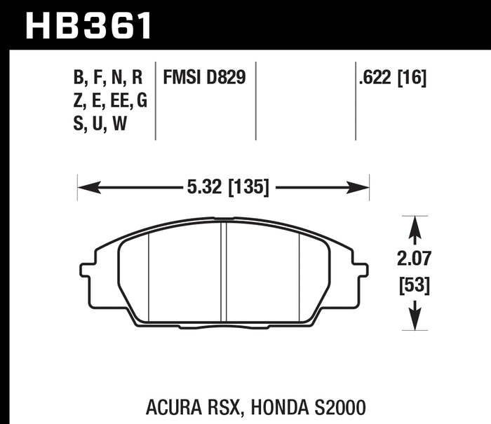 Hawk Brake Pad Set HB361Z.622 Performance Ceramic