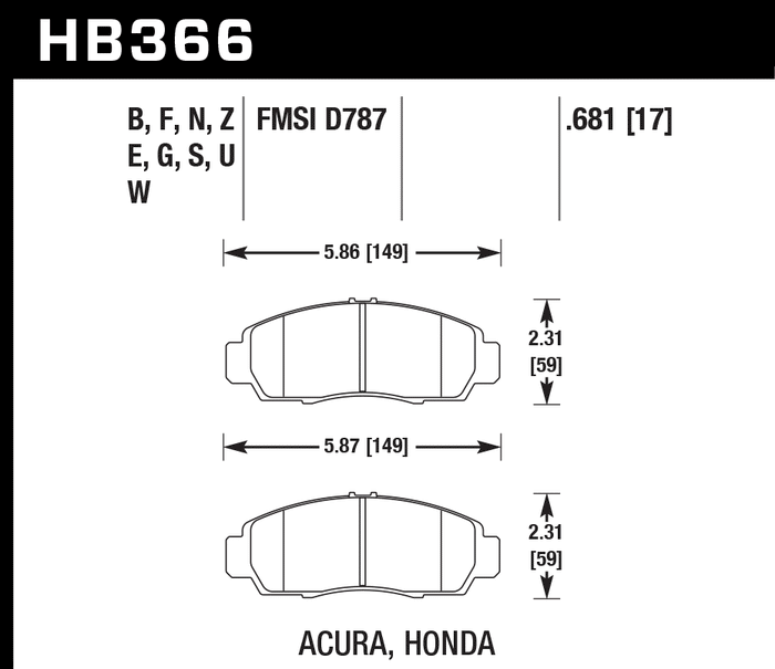 Hawk Brake Pad Set HB366N.681 HP-Plus