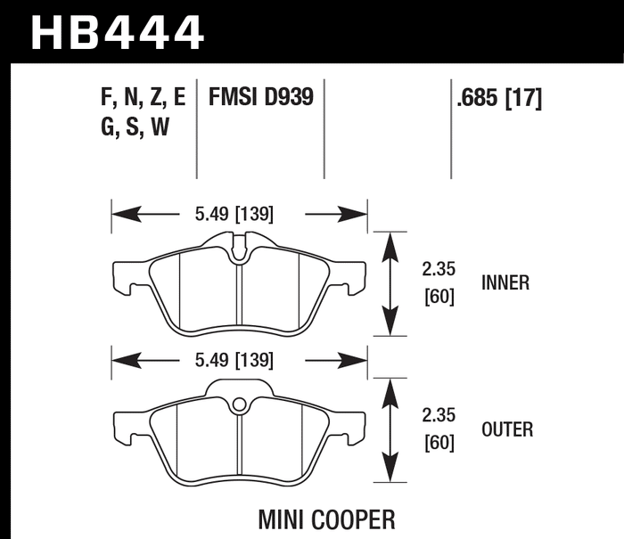 Hawk Brake Pad Set HB444S.685 HT-10