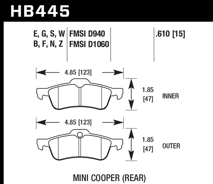 Hawk Brake Pad Set HB445Z.610 Performance Ceramic