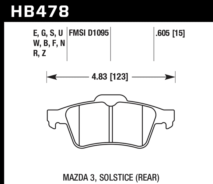 Hawk Brake Pad Set HB478F.605 HPS