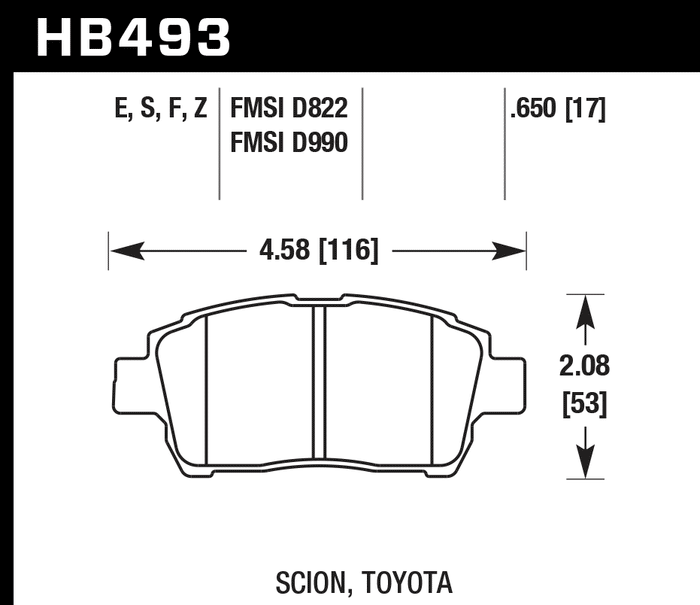 Hawk Brake Pad Set HB493Z.650 Performance Ceramic