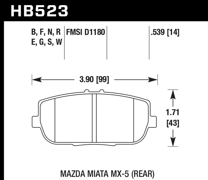 Hawk Brake Pad Set HB523N.539 HP-Plus