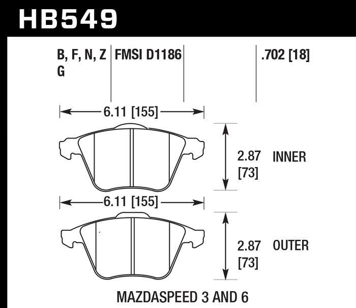 Hawk Brake Pad Set HB549Z.702 Performance Ceramic