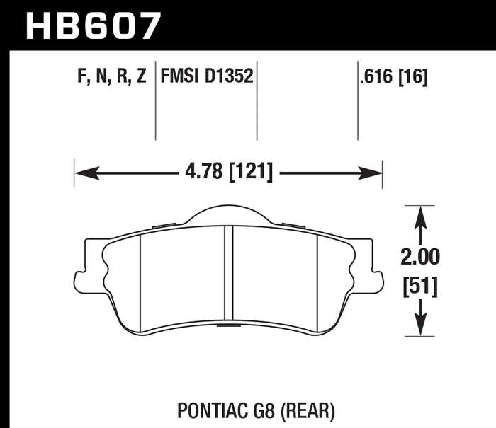 Hawk Brake Pad Set HB607Z.616 Perfromance Ceramic