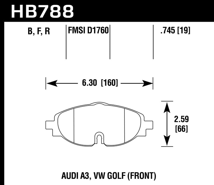 Hawk Brake Pad Set HB788F.745 HPS