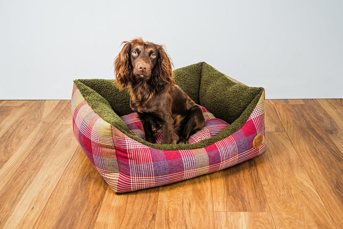 Highland Mulberry Heritage Tartan Check Dog Pet Bed - Dog Bed for dogs Snug and Cosy Pets