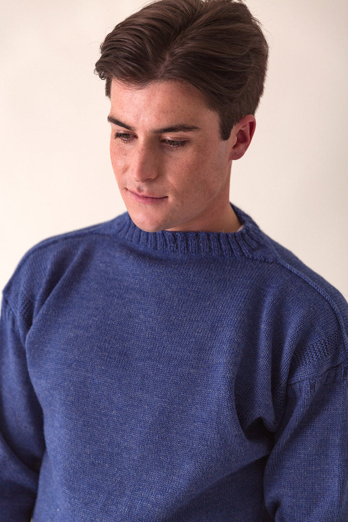 Men's Indigo Blue Traditional Guernsey Jumper