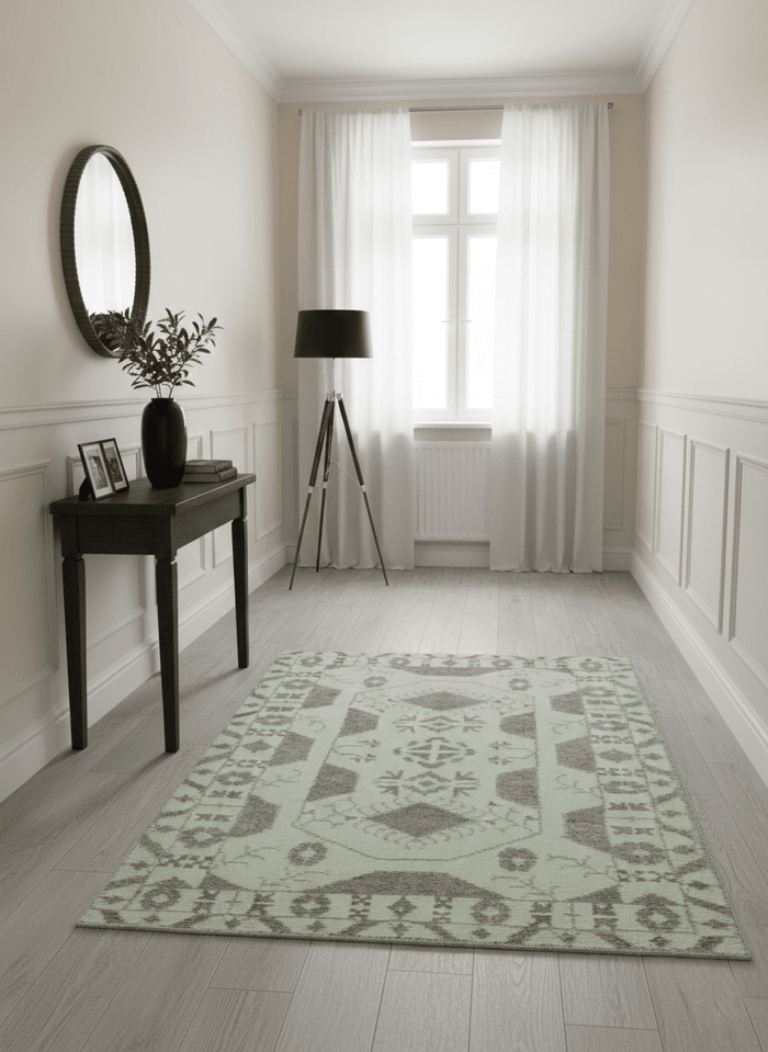 Ivory and Brown Traditional Hand Knotted Multi Size wool Area Rug - The Rug Decor