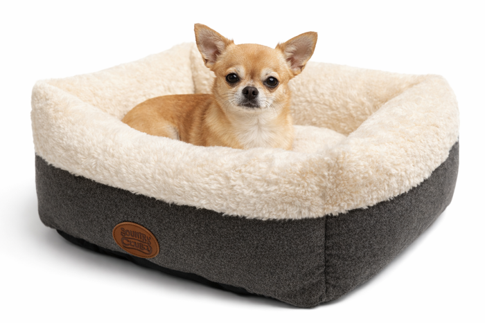 Ivory Box Bed - Supersoft Cozy Bed for Small Dogs and Cats - Pet Beds for dogs Snug and Cosy Pets