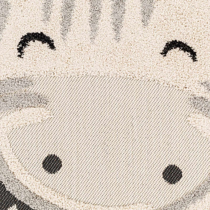 Kids Giraffe Beige, Gray and Black high low Texture Round Outdoor safe Area Rug - The Rug Decor