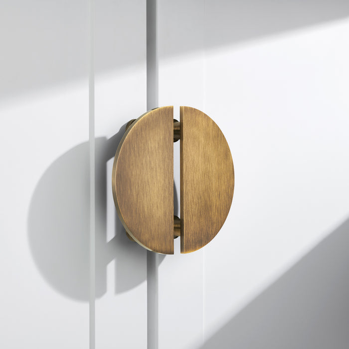 Large Solid Brass Half Moon Handles in Antique – product view 2
