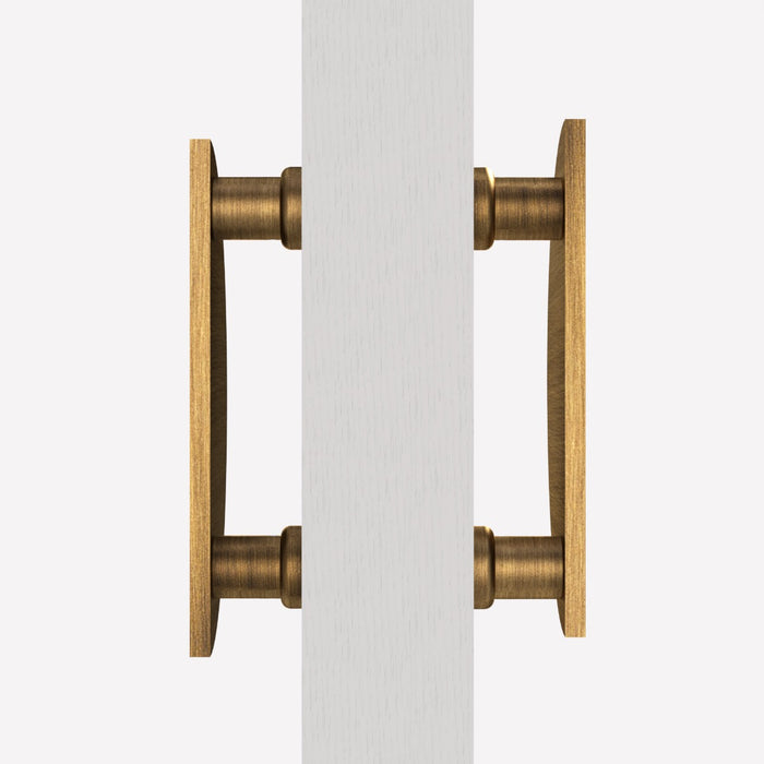 Large Solid Brass Half Moon Handles in Antique – product view 3