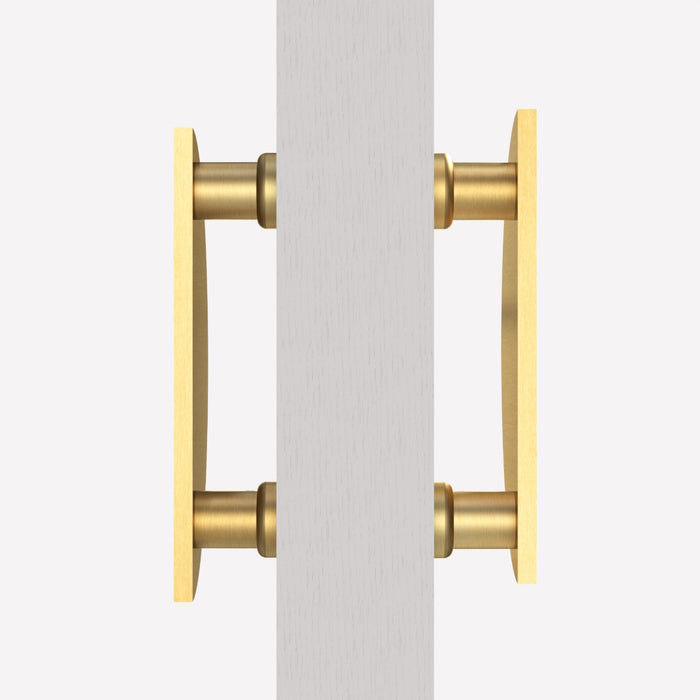 Large Solid Brass Half Moon Handles in Gold – product view 4