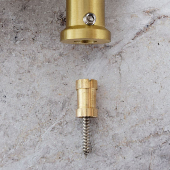 Large Solid Brass Striped Half Moon Handles in Gold – installed view