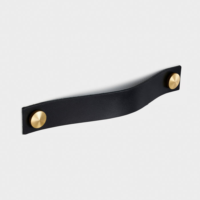 Leather Cabinet Pulls with Brass Studs - 160mm