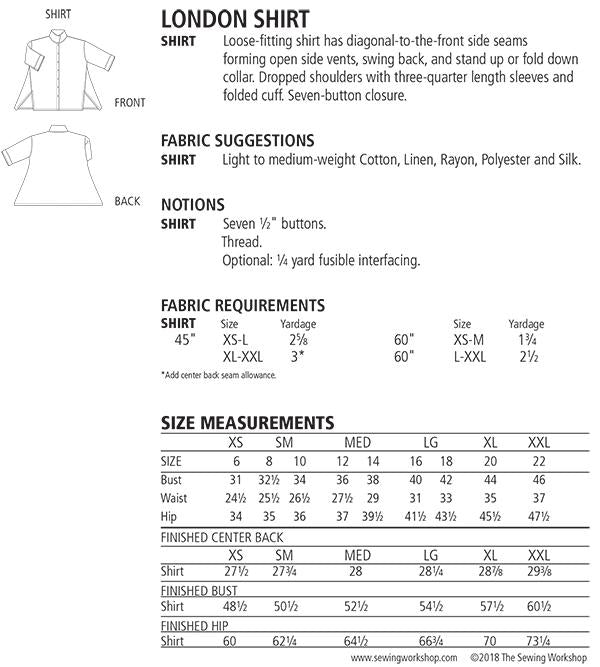London Shirt Pattern -- The Sewing Workshop