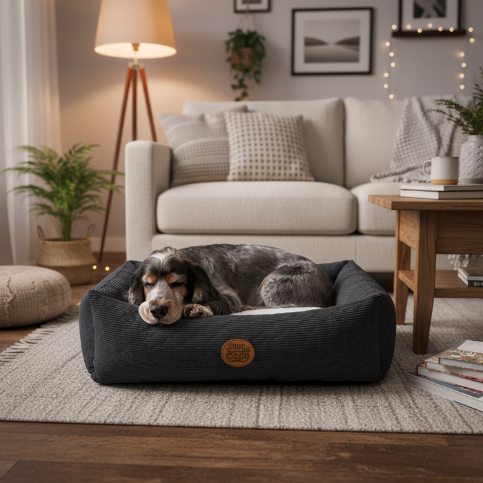 Lush Mink Charcoal Reversible Dog Bed - Dog Bed for dogs Snug and Cosy Pets