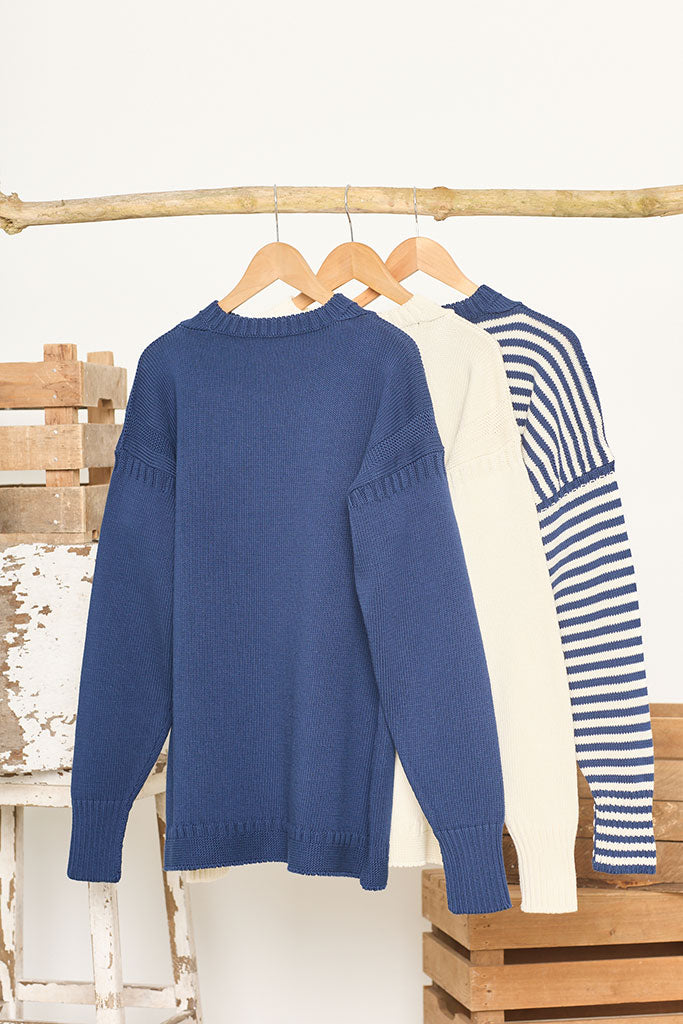 Marine Blue Cotton Guernsey Jumper