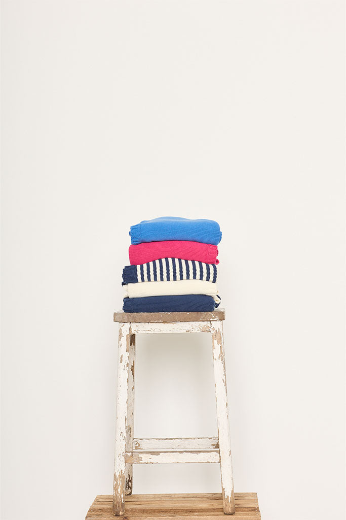 Marine Blue Cotton Guernsey Jumper
