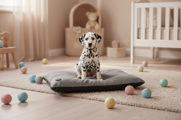 Mocha Polka Dot Dog Lounger - Washable Pet Bed with Removable Cover - Dog Beds & Loungers for dogs Snug and Cosy Pets