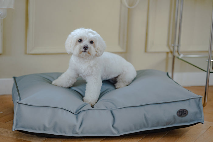 Monza Faux Leather Dog Lounger – Blue & Grey | Snug and Cosy Pets - Dog Beds & Loungers for dogs Snug and Cosy Pets