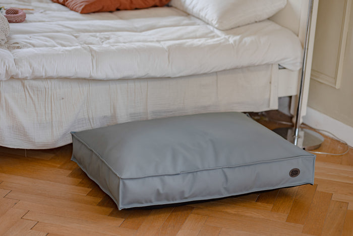 Monza Faux Leather Dog Lounger – Blue & Grey | Snug and Cosy Pets - Dog Beds & Loungers for dogs Snug and Cosy Pets