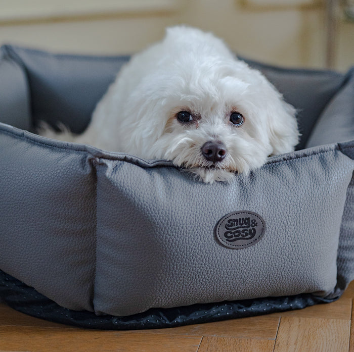 Monza Faux Leather Hexagon Dog Bed – Luxurious Comfort for Your Dog - Dog Bed for dogs Snug and Cosy Pets