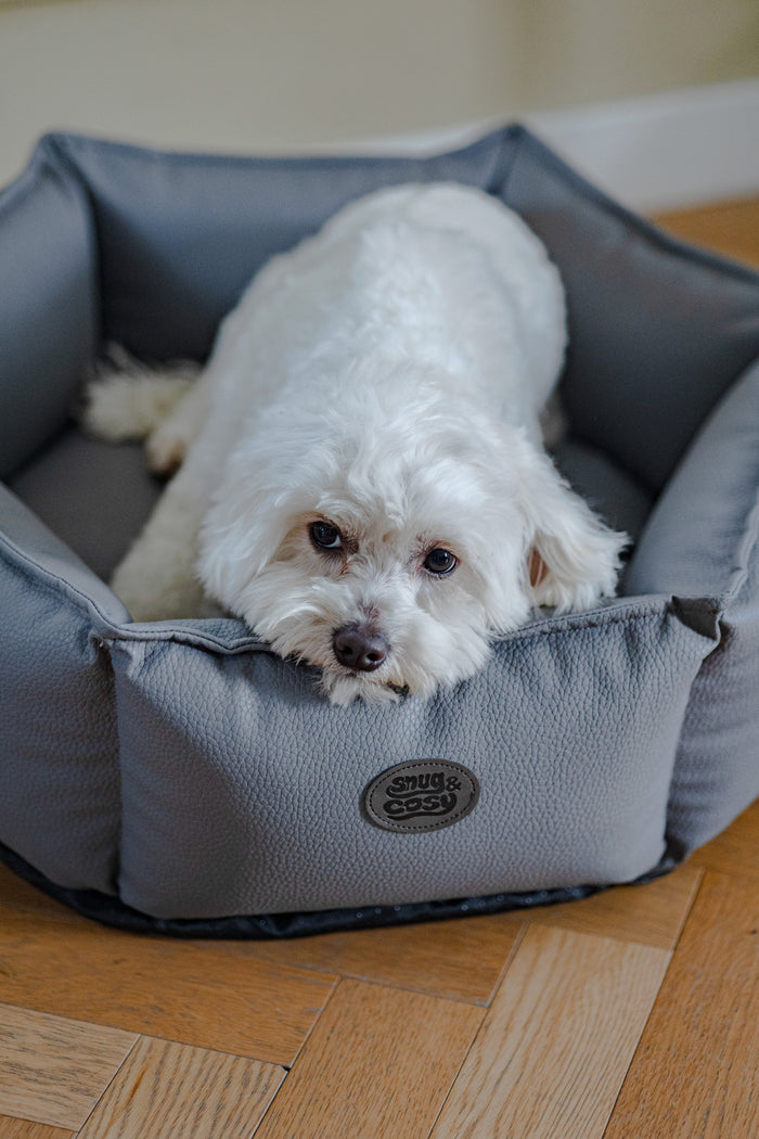 Monza Faux Leather Hexagon Dog Bed – Luxurious Comfort for Your Dog - Dog Bed for dogs Snug and Cosy Pets