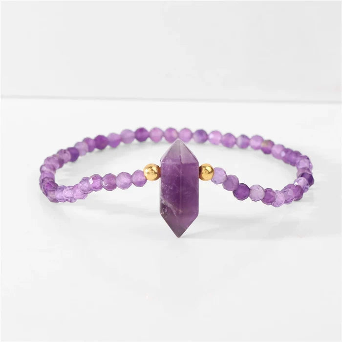 Natural Crystal Hexagon Charm Bracelet