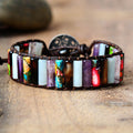 Natural Jasper, Amethyst, Aquamarine & Agate Leather Wrap Bracelet