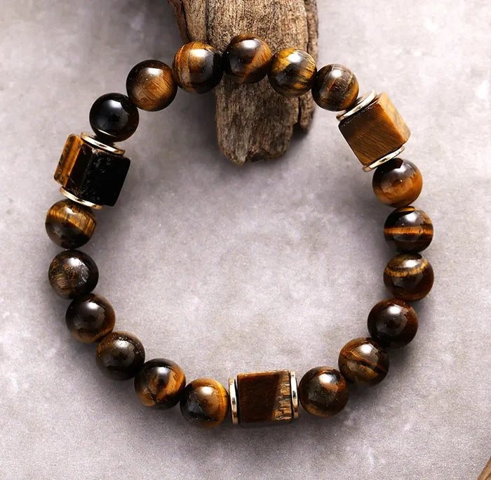 Natural Tiger's Eye Unisex Beaded Bracelet