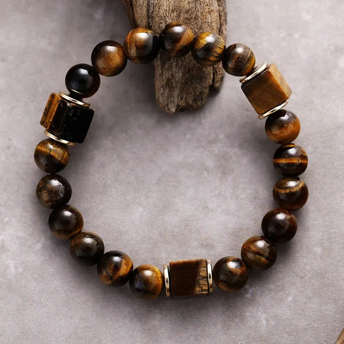 Natural Tiger's Eye Unisex Beaded Bracelet